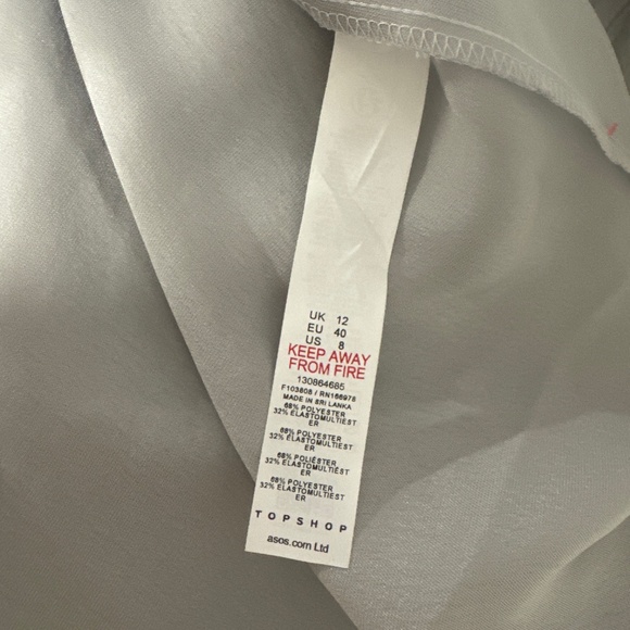 TOPSHOP NWT Silver Fishtail Asymmetric Hem Midi Satin Skirt 8 - Picture 12 of 12